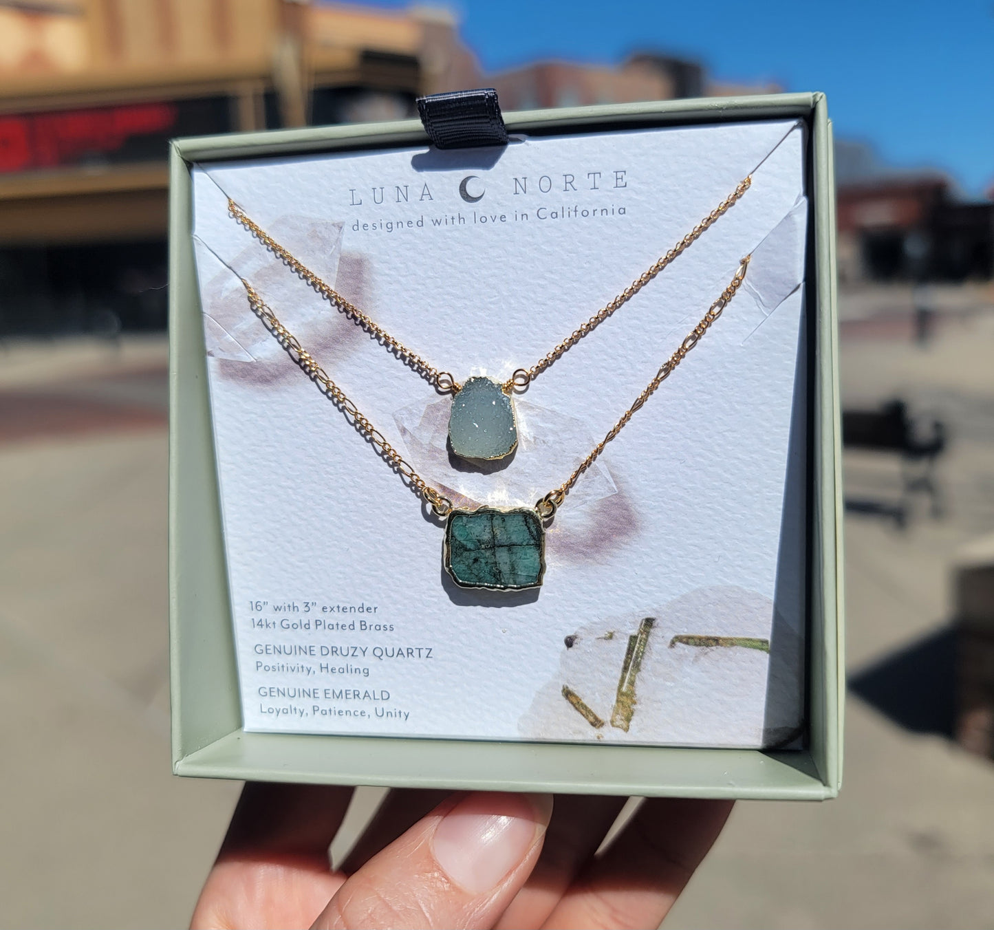 Emerald Sea Necklace-Druzy Quartz & Emerald