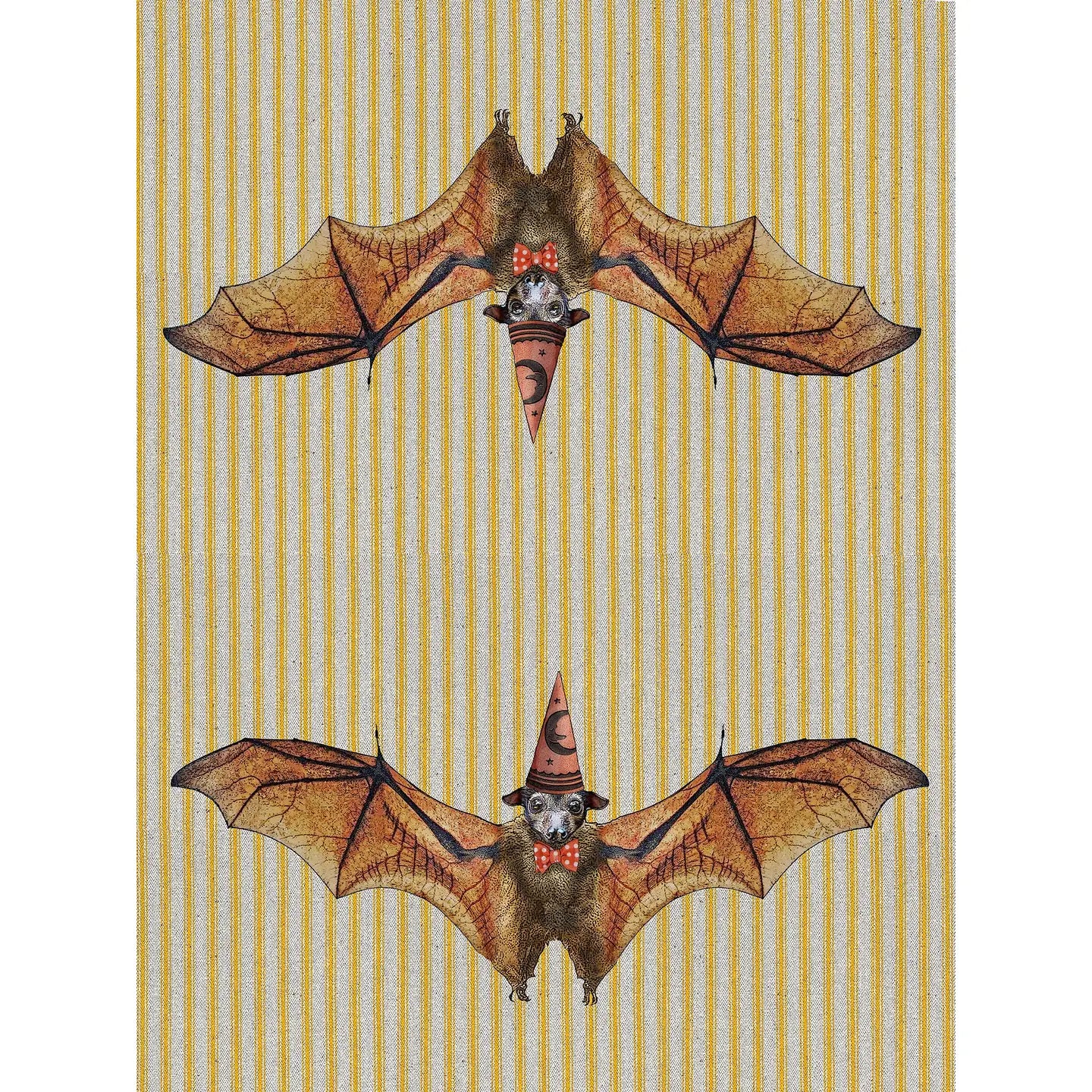 Ticking Stripe Bat Flour Sack Kitchen Towel