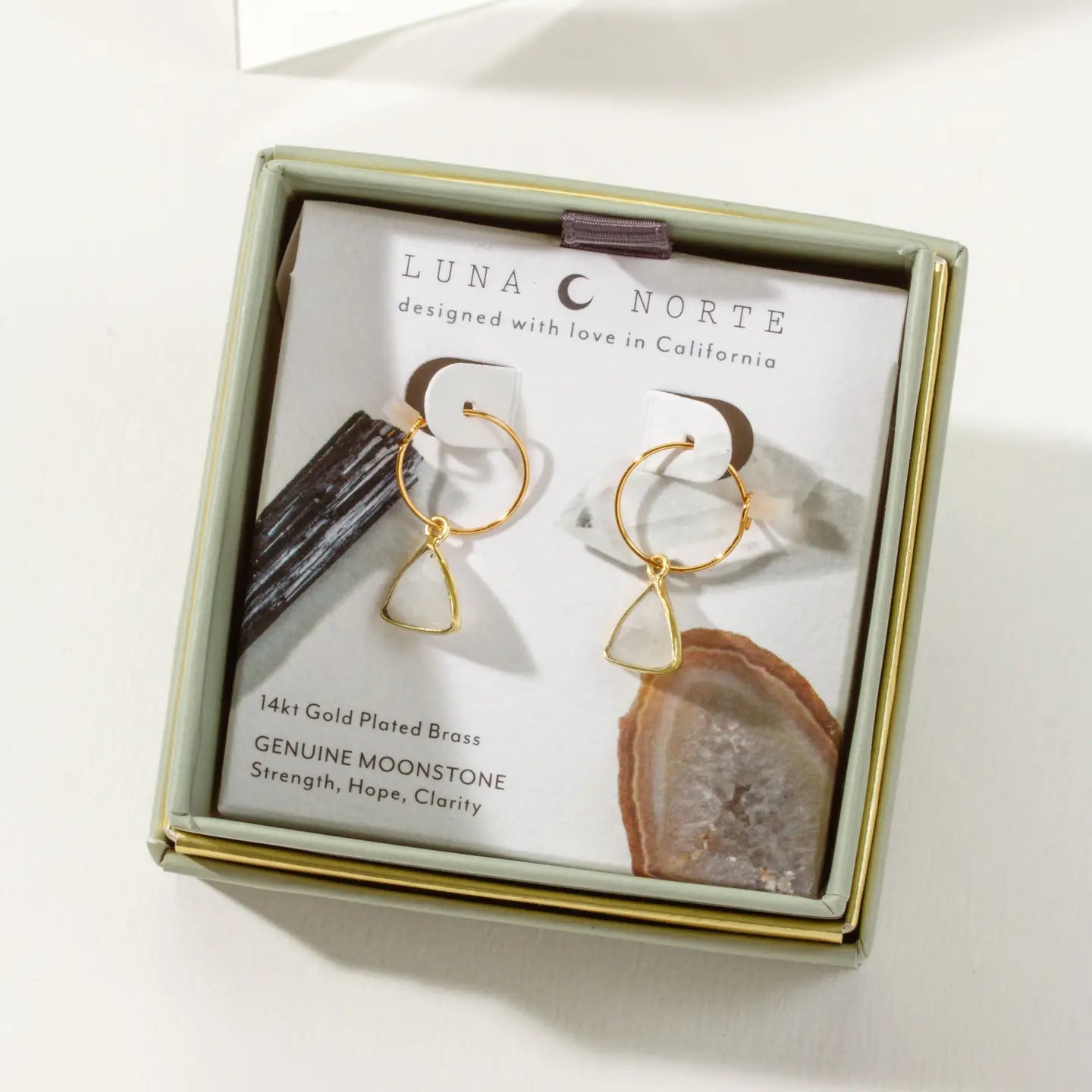 Bermuda Triangle Mini Hoop Earrings- Moonstone