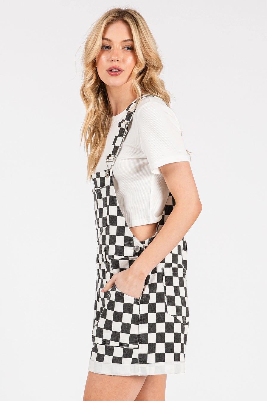 Black Check Shortalls