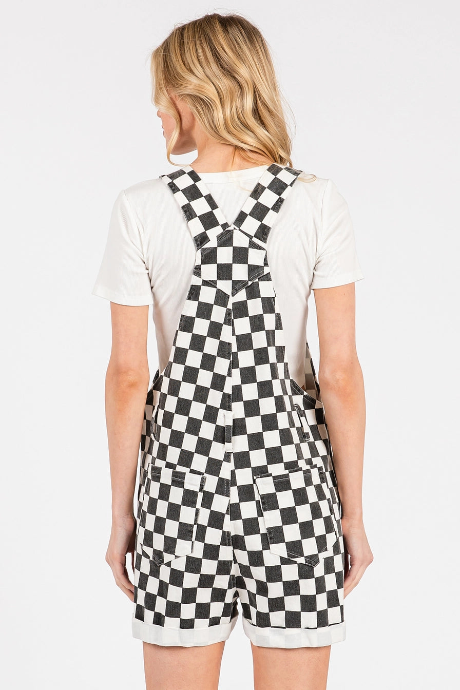 Black Check Shortalls