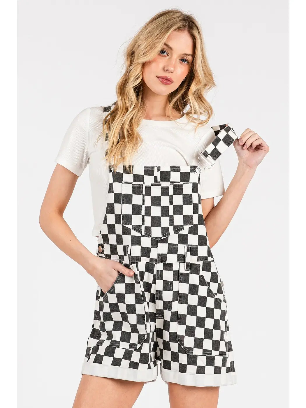 Black Check Shortalls