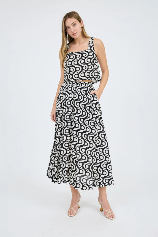 Black & White Geo Midi Skirt
