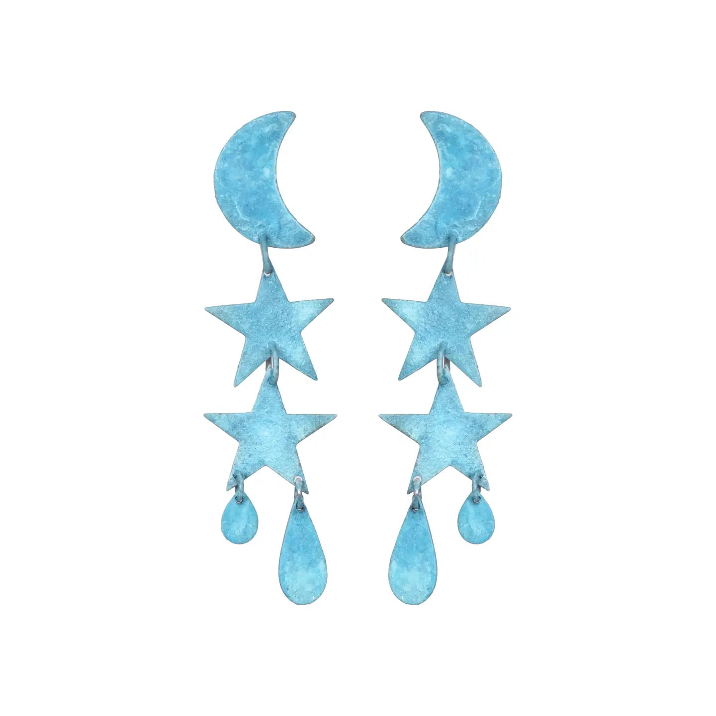 Blue Little Twilight Star + Moon Earrings
