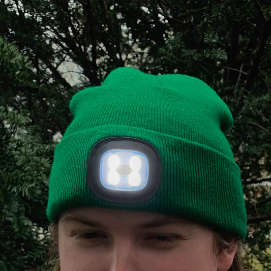 Bright LED Light Up Green Beanie Hat