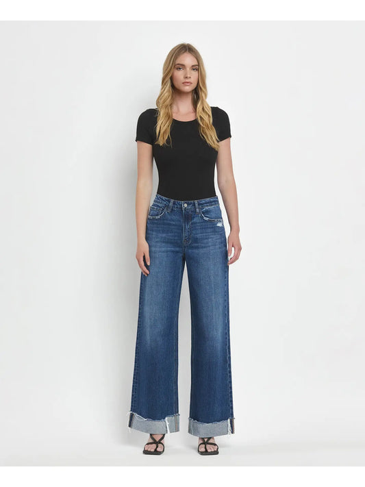 Brilliance Super High Rise Cuffed Baggy Wide Leg Jeans