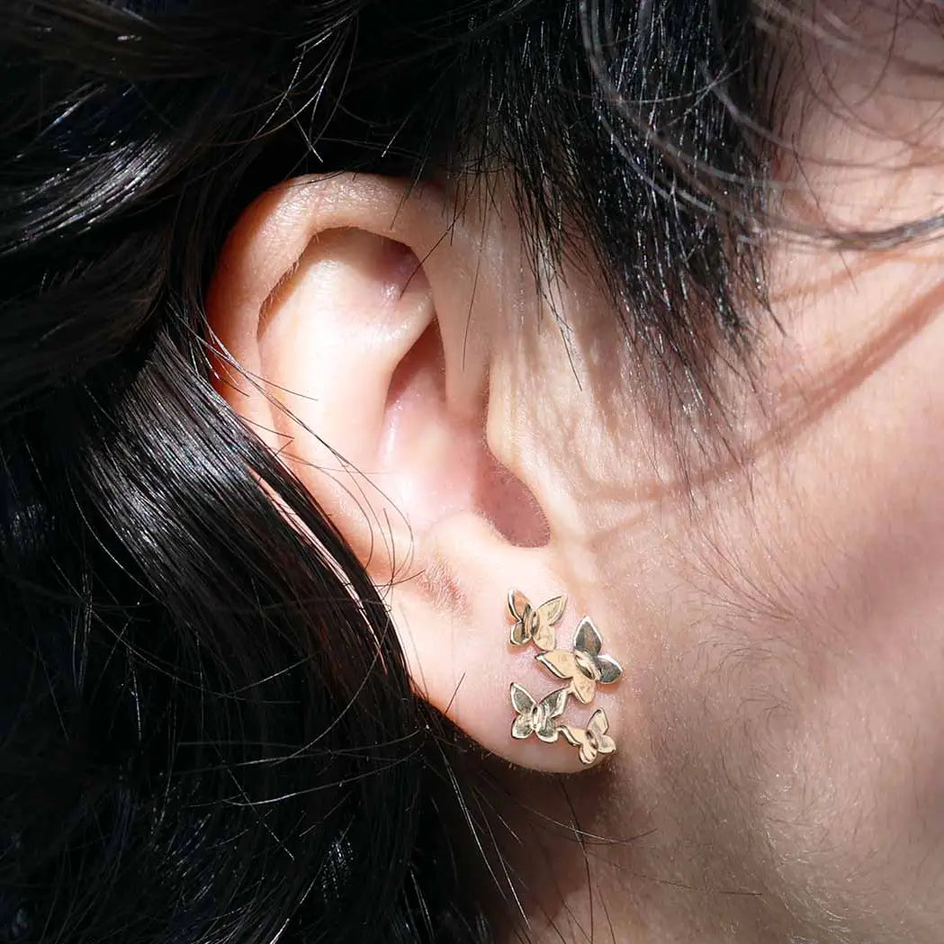 Bronze Butterfly Cluster Post Earrings