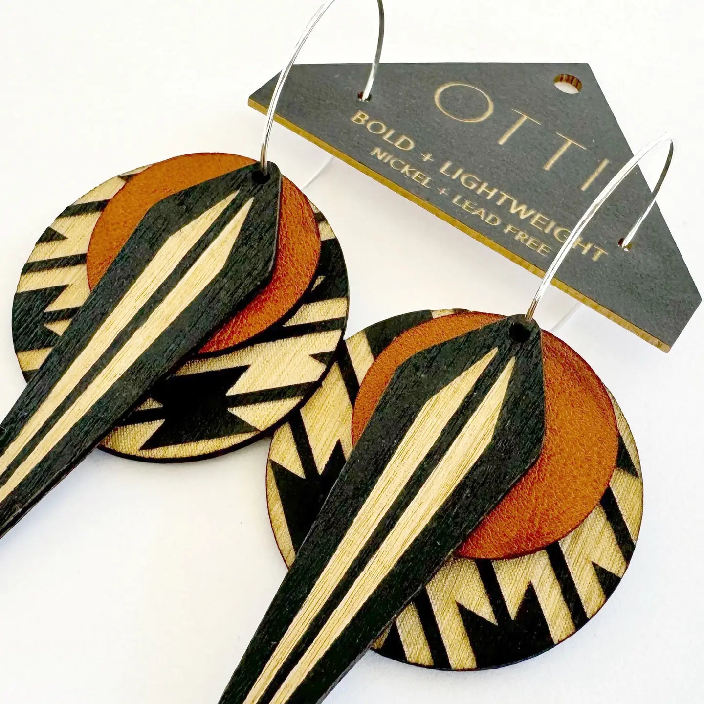 Brown Birch Naja Earrings by Otti