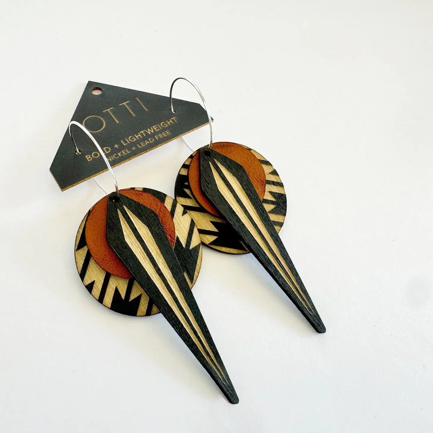 Brown Birch Naja Earrings by Otti