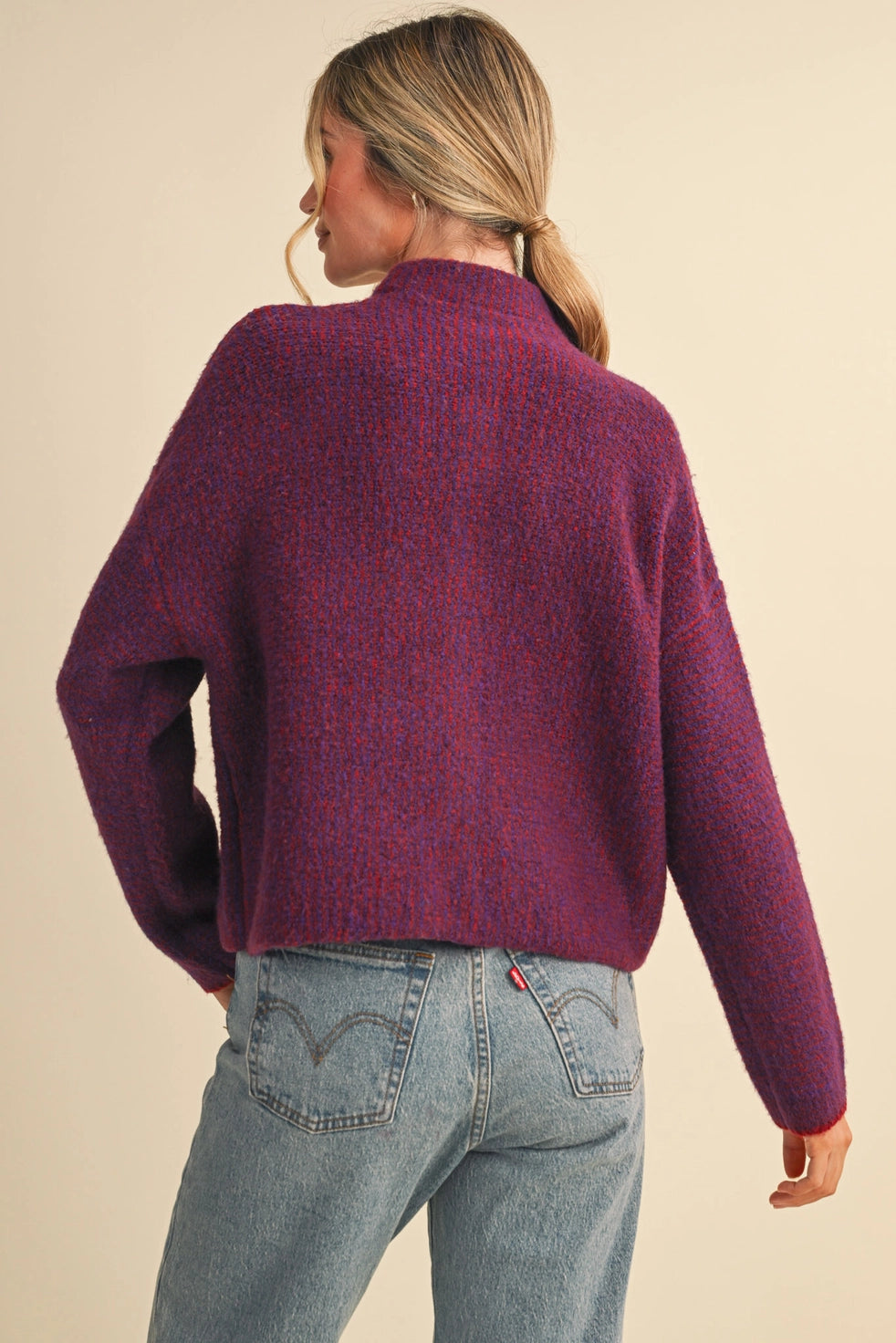 Burgundy & Pink Striped Cardigan with Colorful Buttons