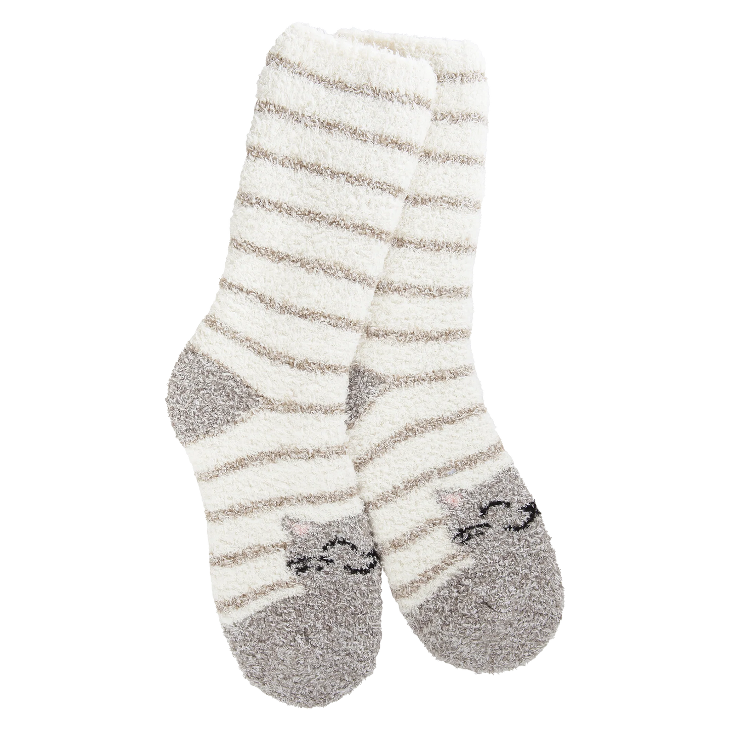 Cat Striped Knit Pickin' Fireside Crew Socks