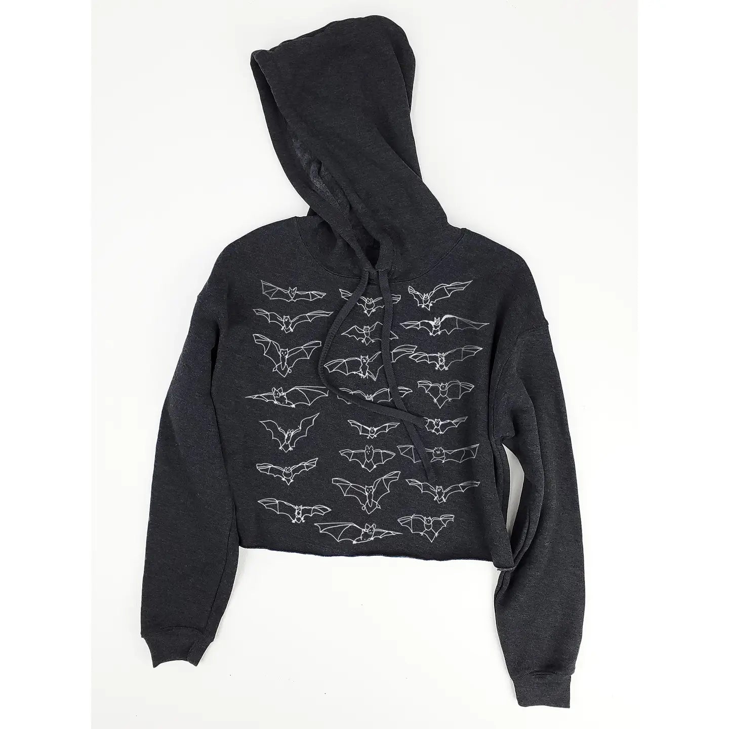 Charcoal Bats Mandy Crop Hoodie by Supermaggie