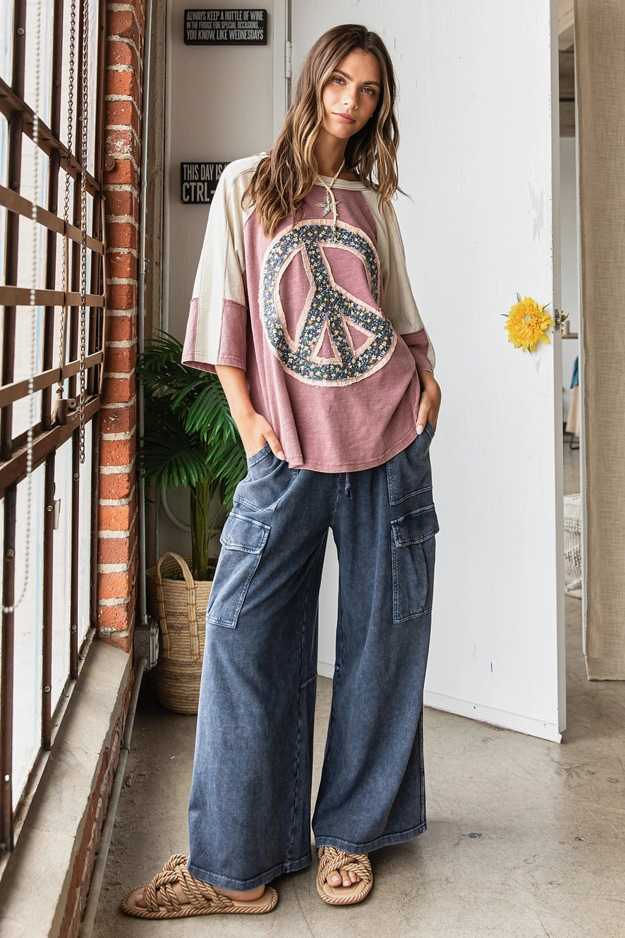 Blueish Charcoal Cargo Wide Leg Pants