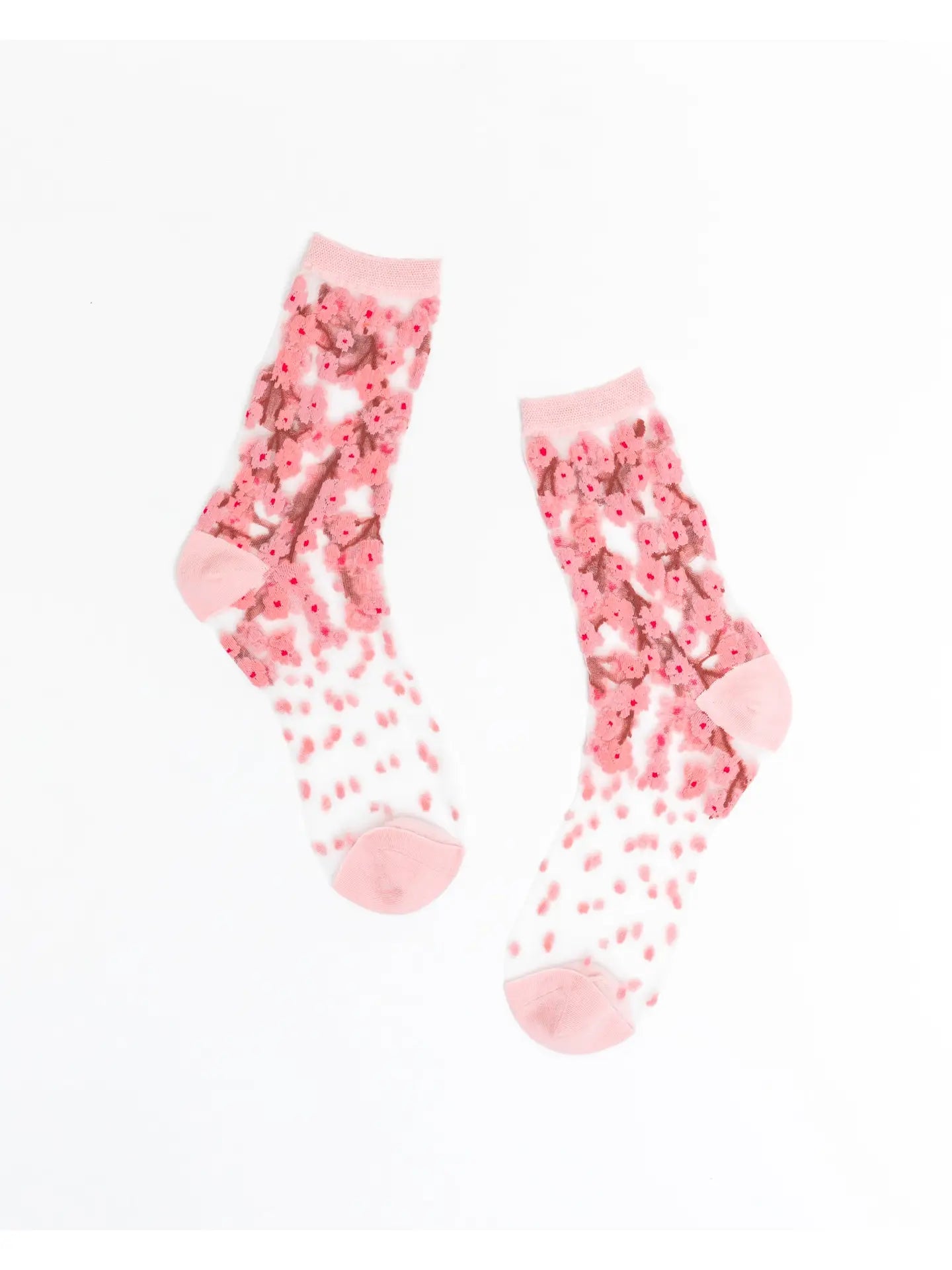 Cherry Blossom Sheer Crew Socks
