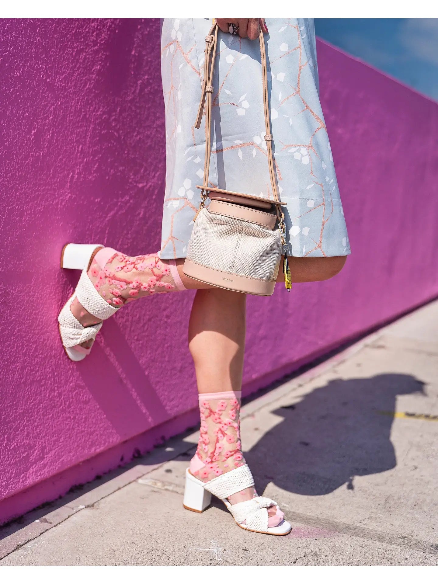 Cherry Blossom Sheer Crew Socks