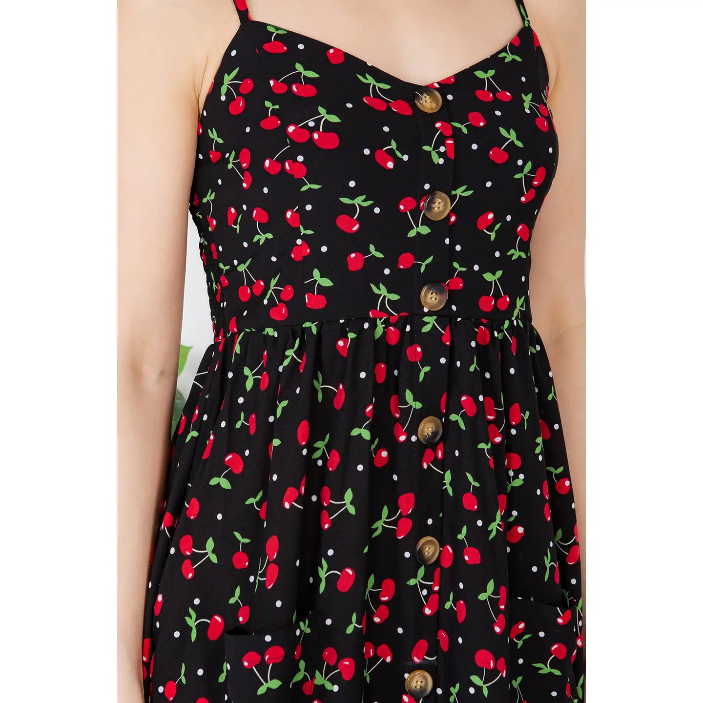 Cherry Print Midi Cami Dress