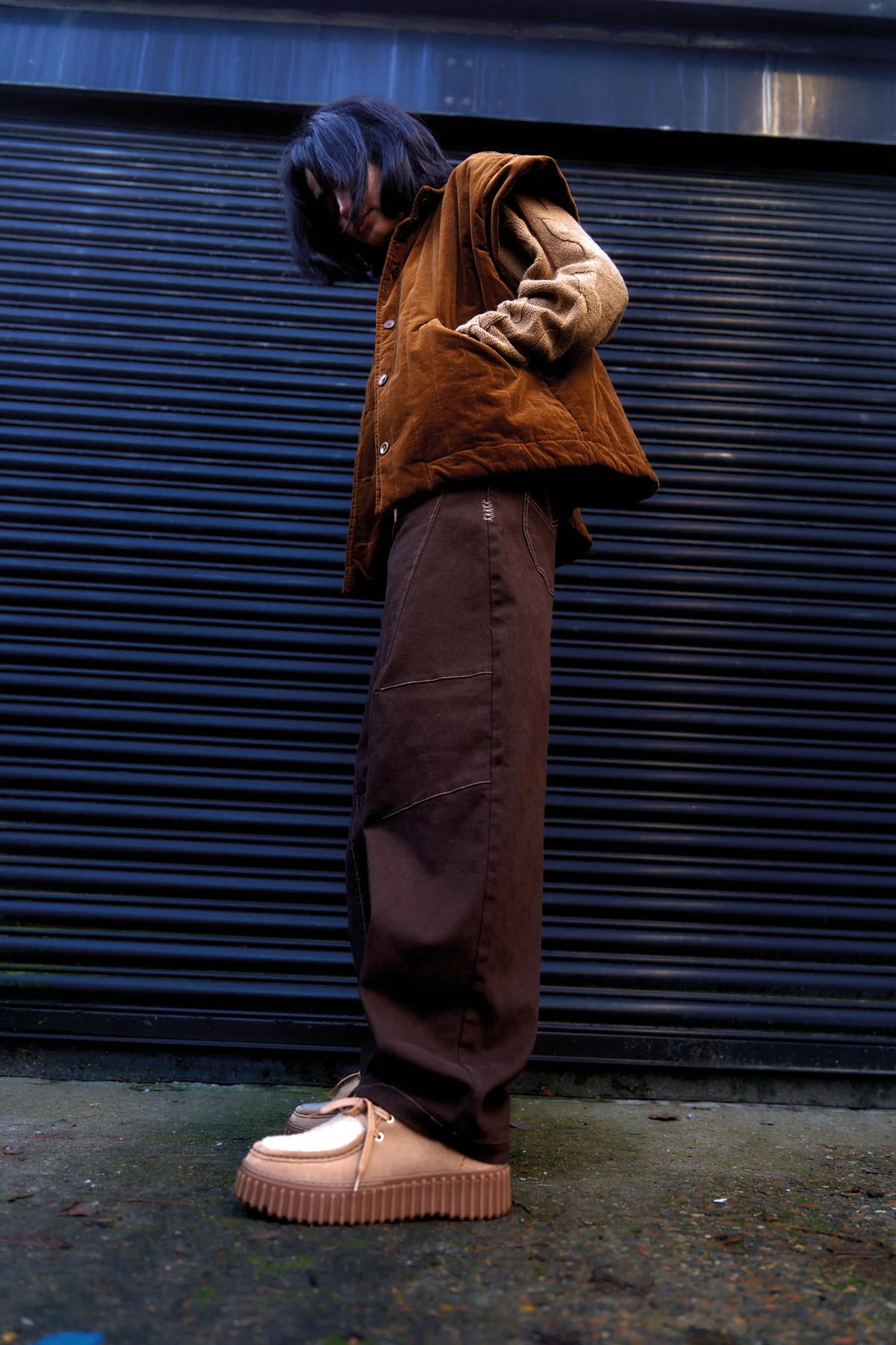 Chocolate Amelia Barrel Leg Trouser by Komodo