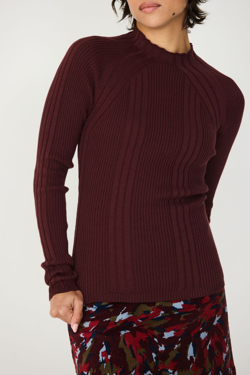 Chocolate Anuket Mock Neck Top by SKFK