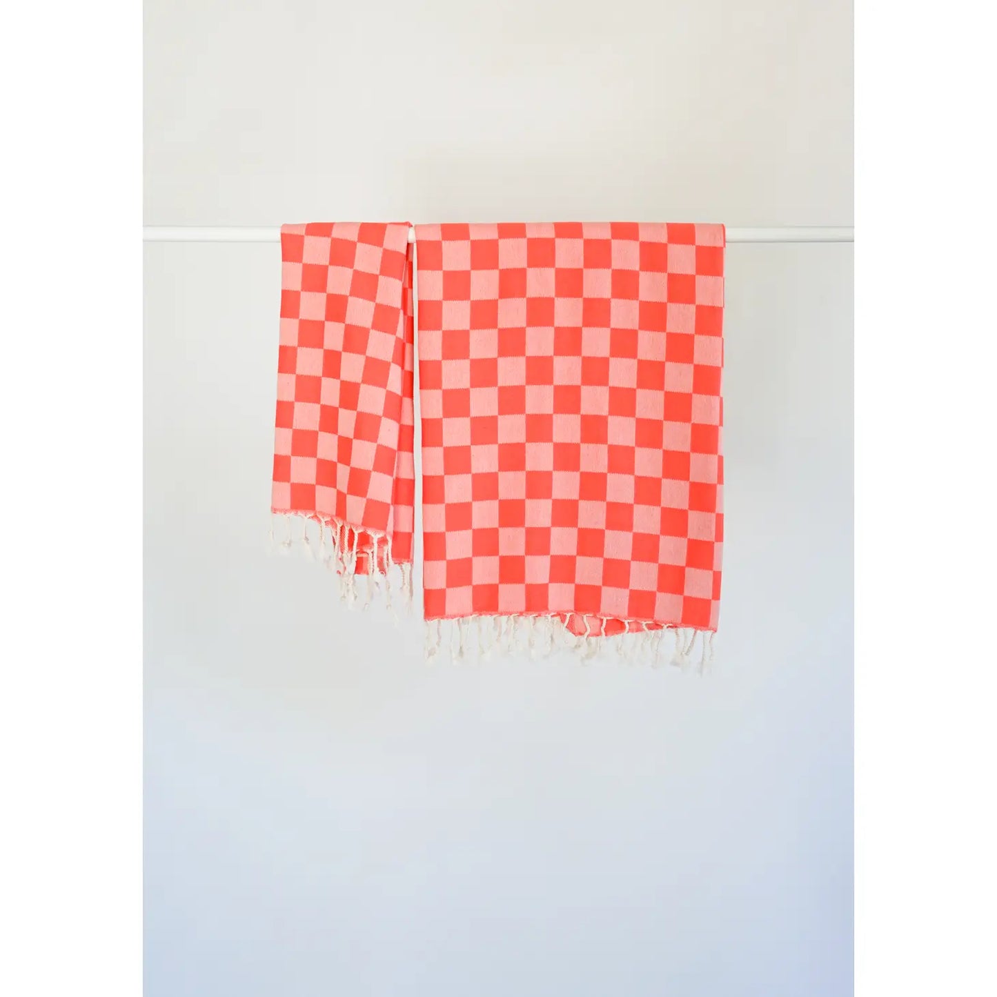 Coral Check Turkish Bath Towel
