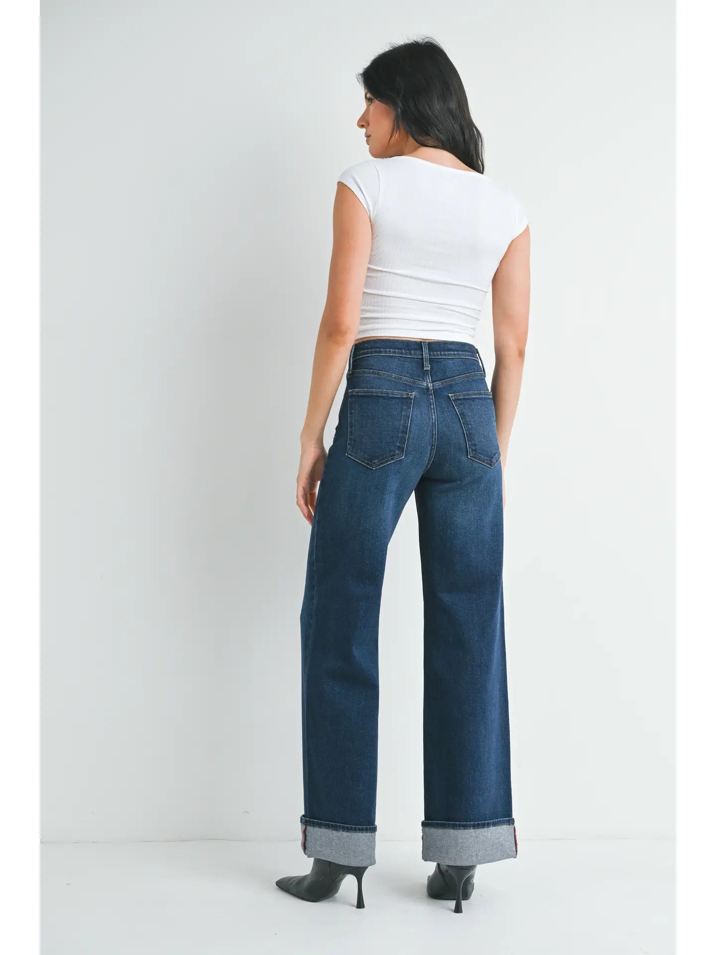 Dark Denim Cuffed Palazzo