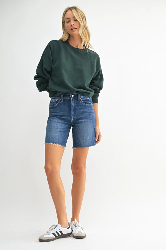 Dark Denim Raw Edge Shorts