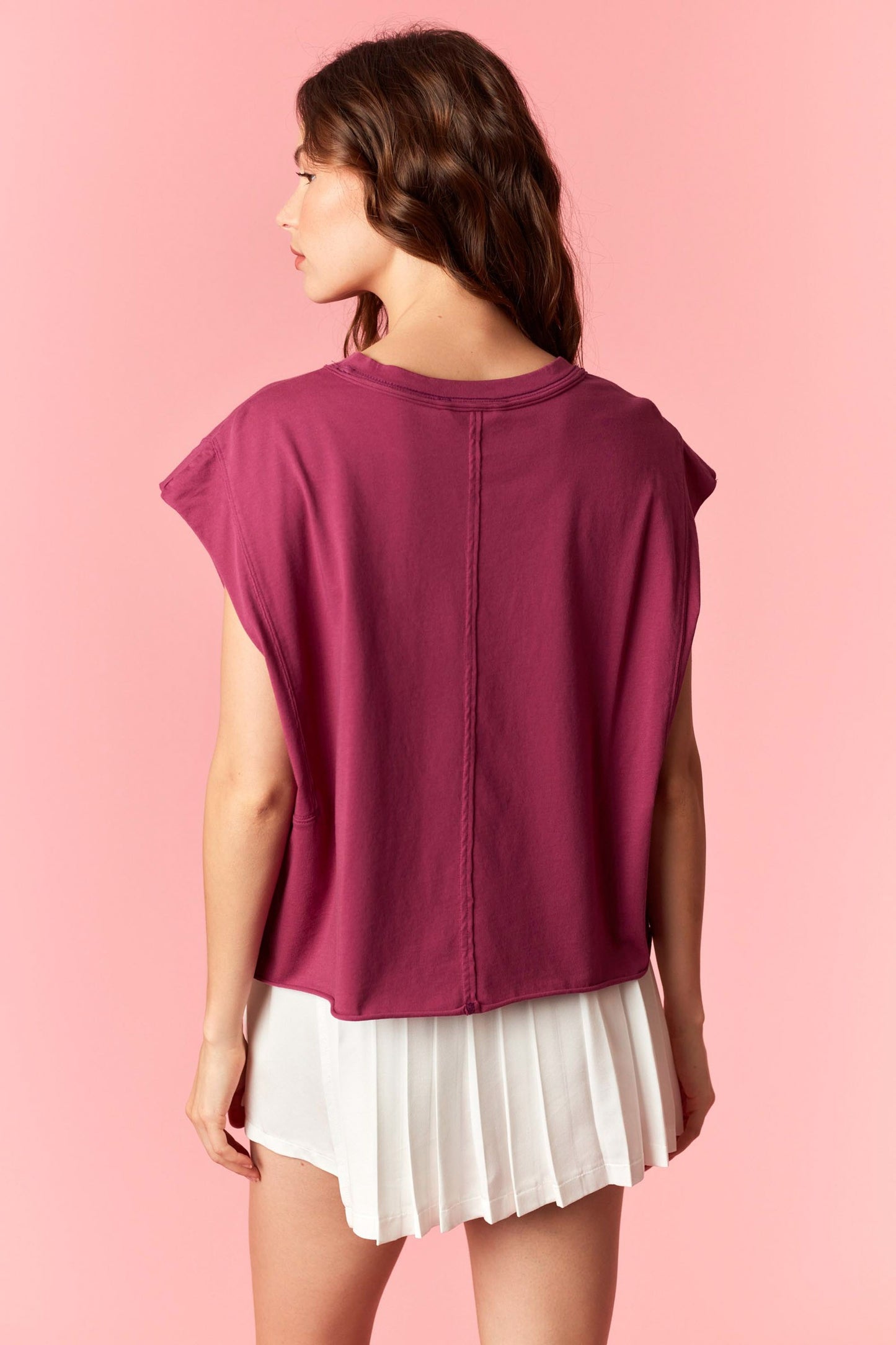 Dark Magenta Sleeveless Crop Top