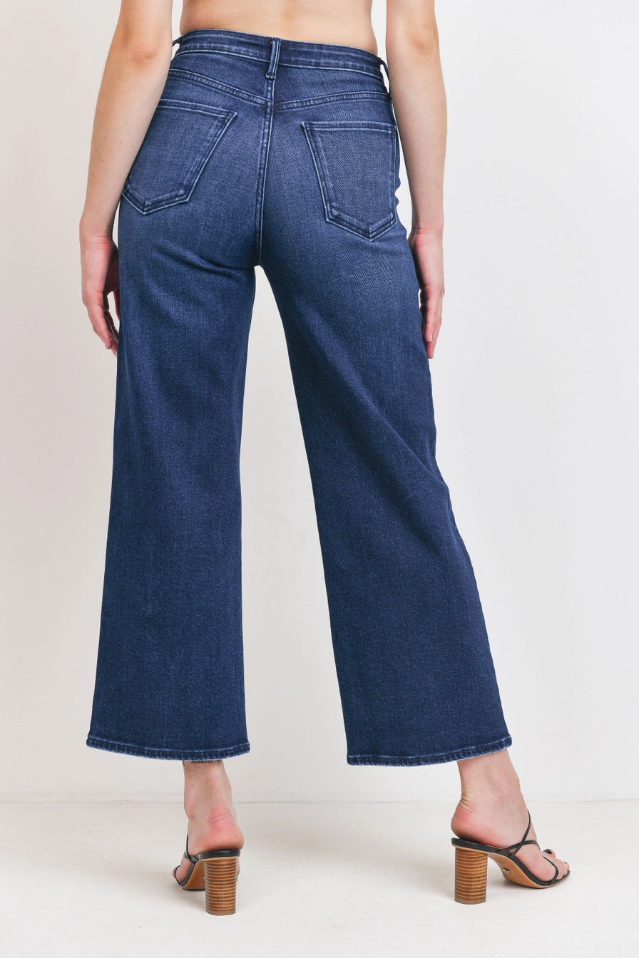 Dark Wash Denim Cargo Wide Leg