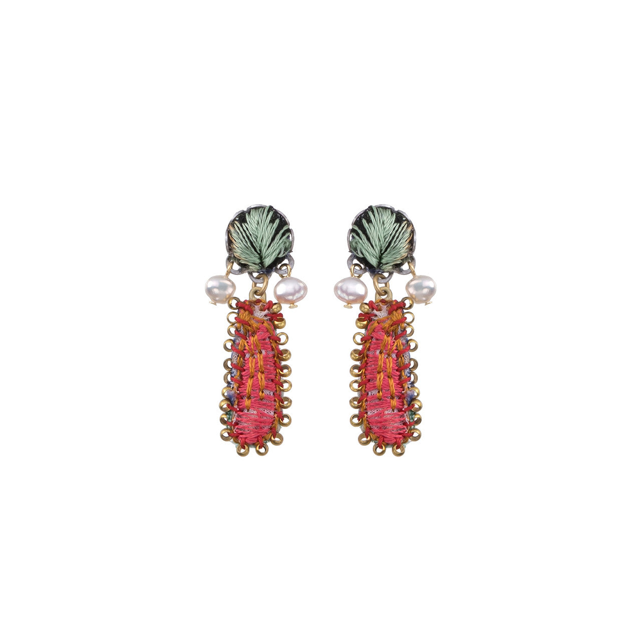 Embroidered Garden Dahlia Earrings