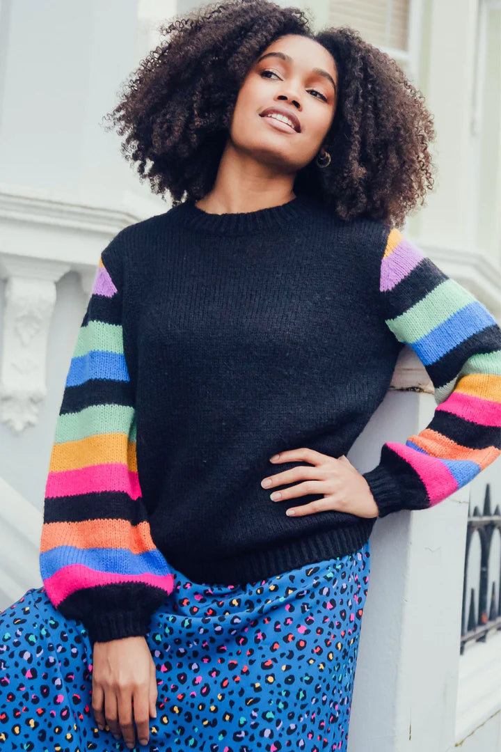 Black rainbow stripe sweater best sale