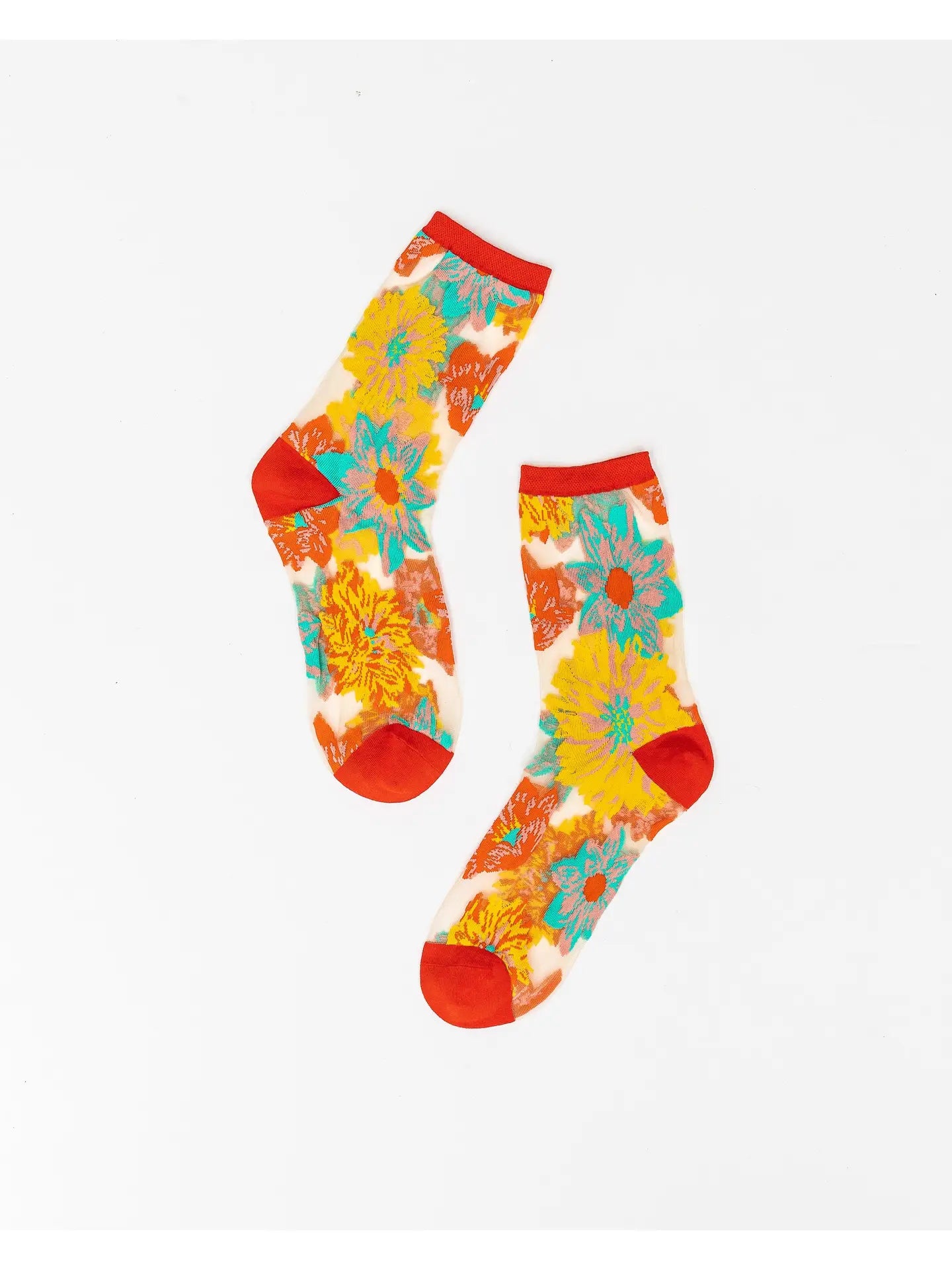 Flower Power Sheer Crew Socks