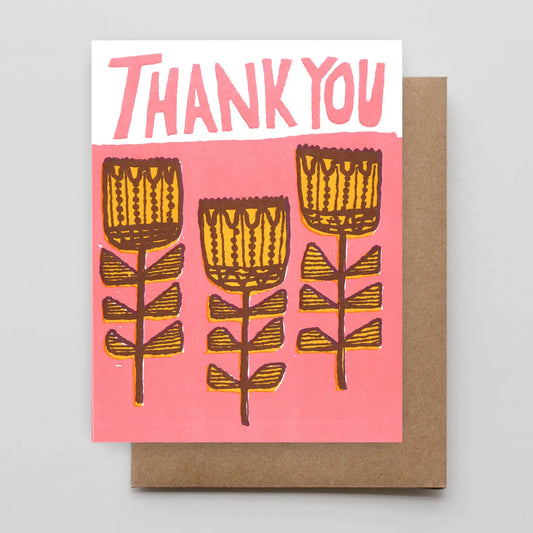 Folk Flowers Thank You Card