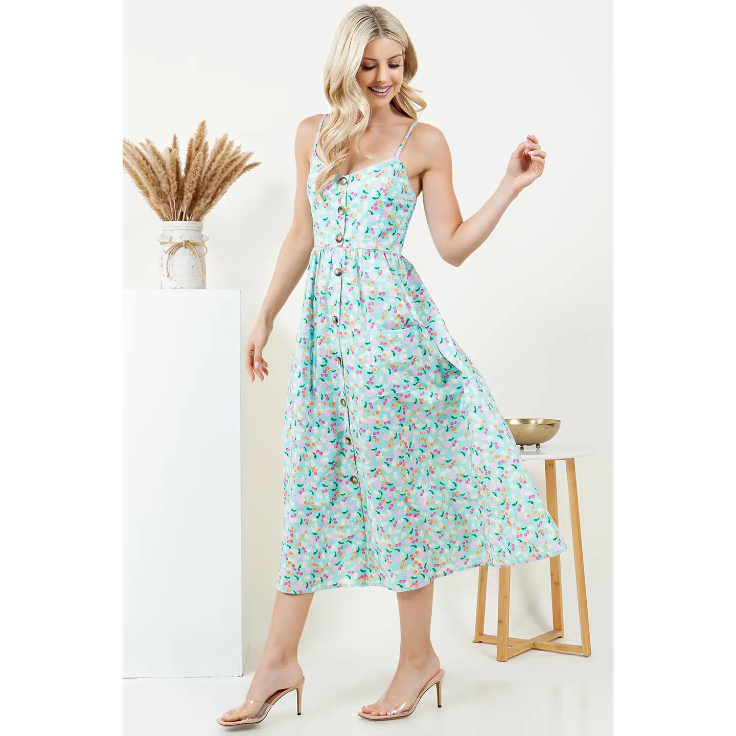 Fruity Floral Cami Cotton Dress