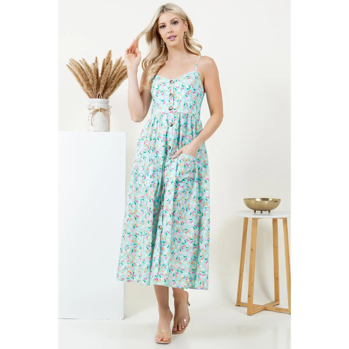 Fruity Floral Cami Cotton Dress