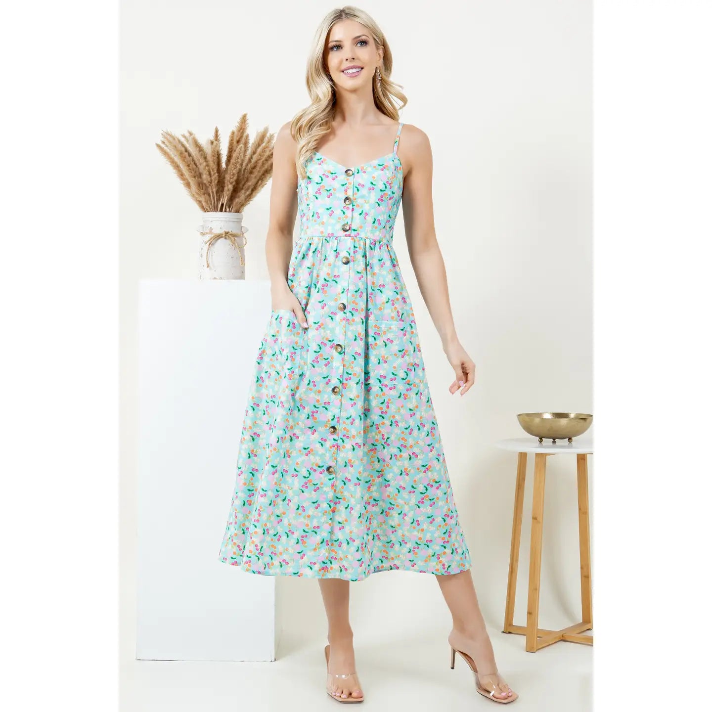 Fruity Floral Cami Cotton Dress