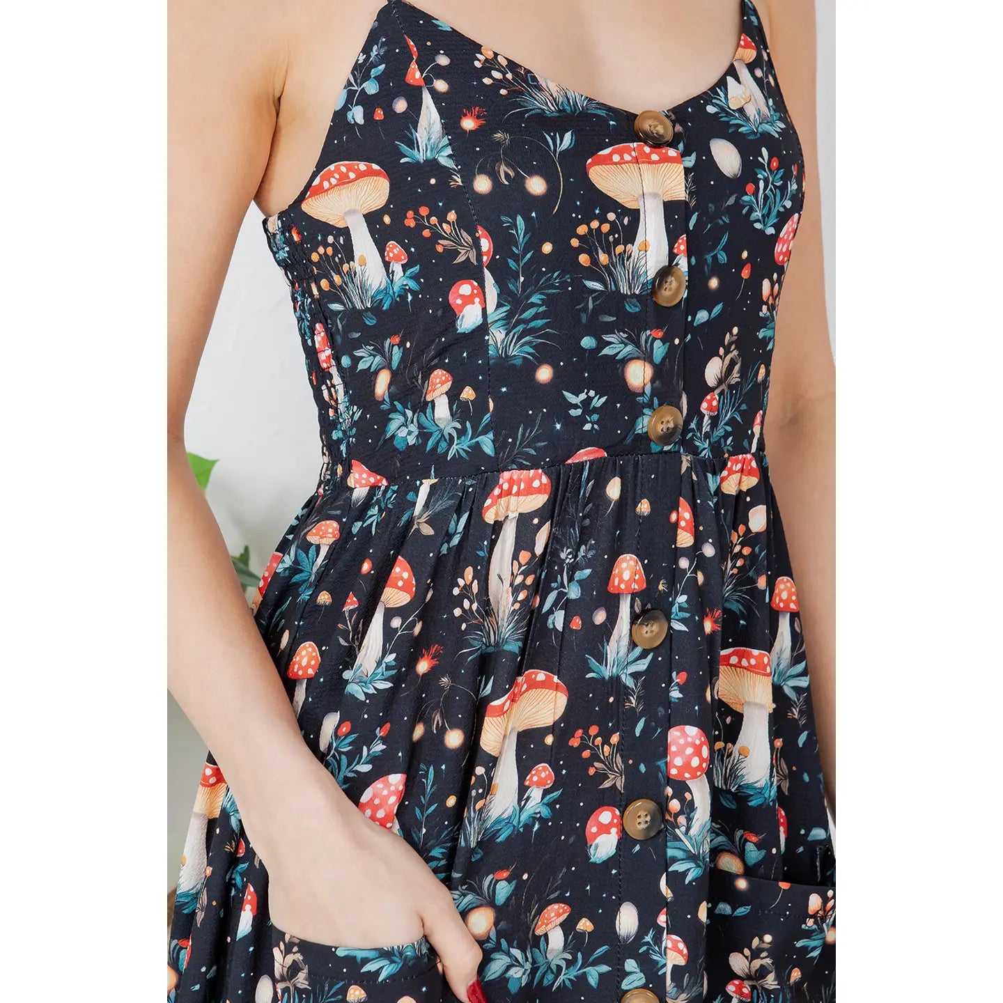 Garden of Mushrooms Cami Midi Dress