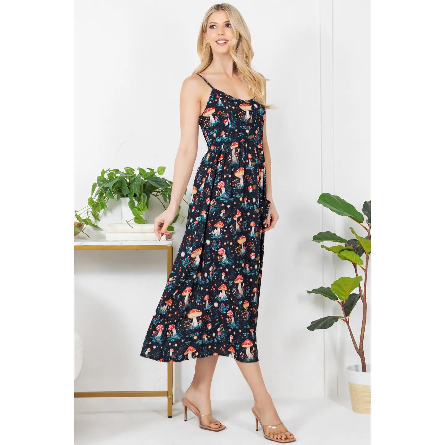 Garden of Mushrooms Cami Midi Dress