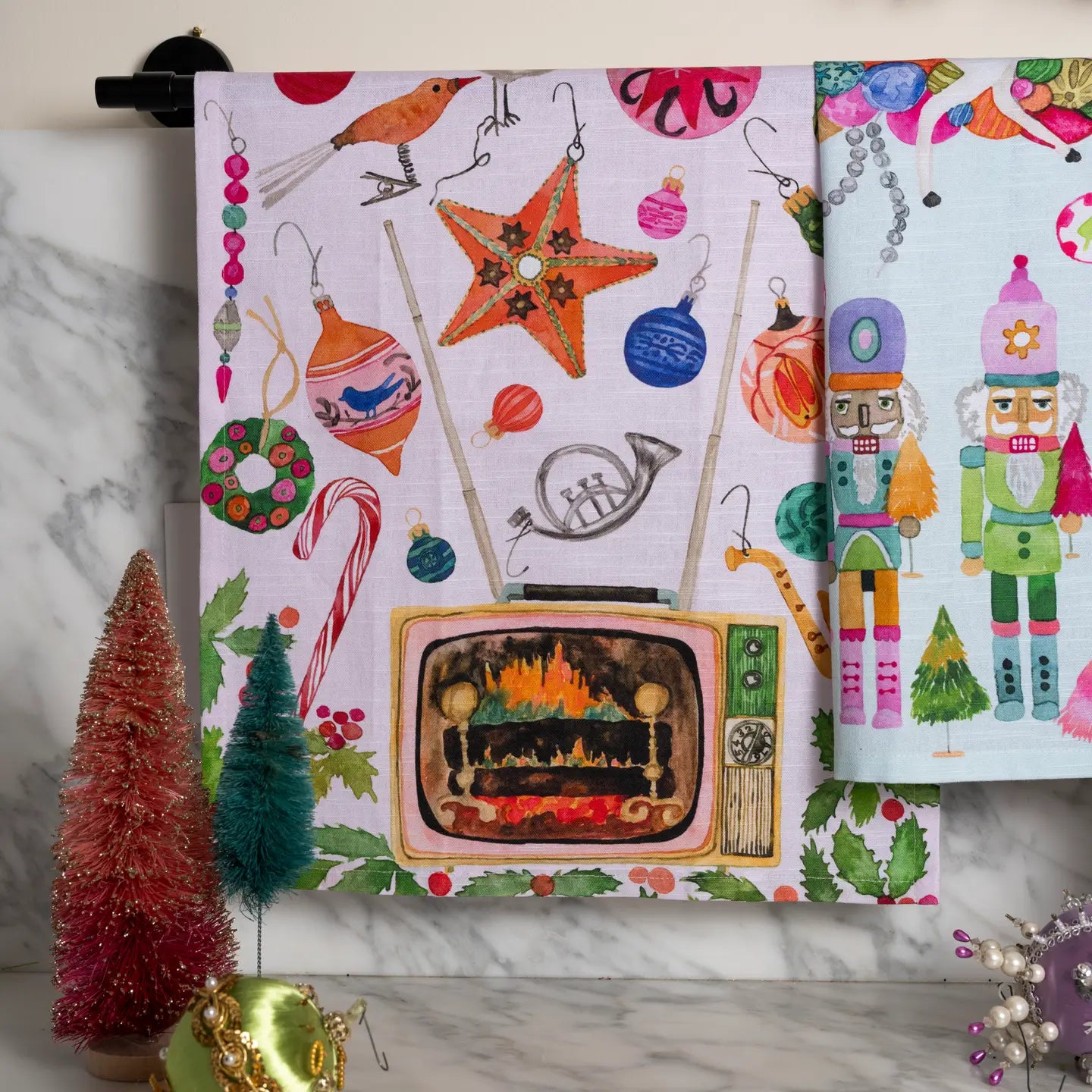 Gather Round the Yule Log Tea Towel by Betsy St. Clair