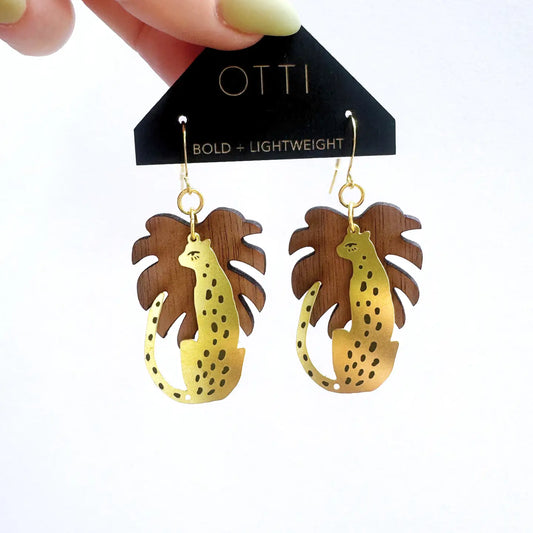 Gold 2-Layer Leopard Earrings by Otti