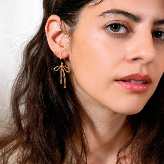 Gold Bad To the Bow Earrings