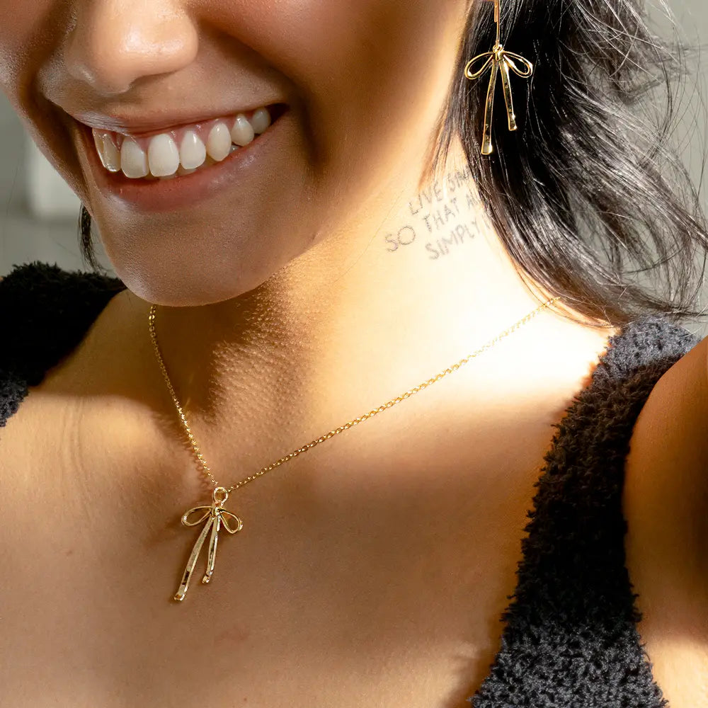 Gold Bad To the Bow Necklace