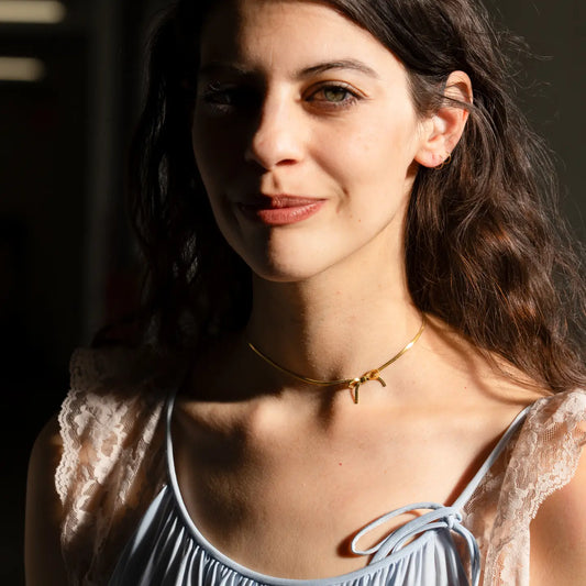 Gold Bow Peep Choker