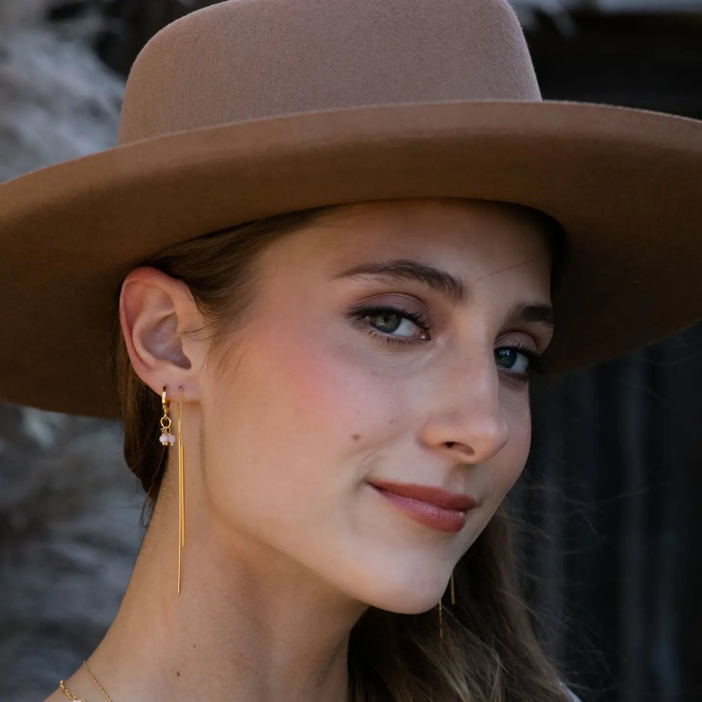Gold Needle and Thread Earrings