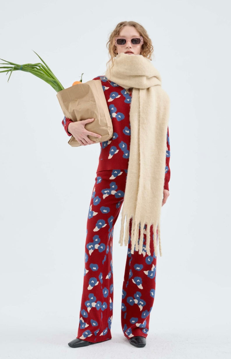 Red & Blue Floral Sweater