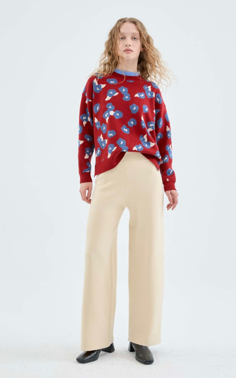 Red & Blue Floral Sweater