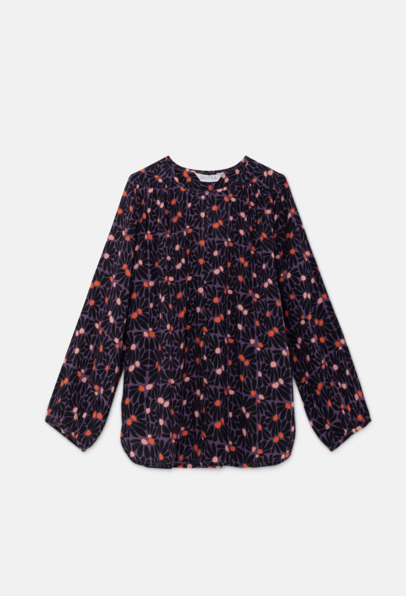 Purple & Orange Floral Print Top