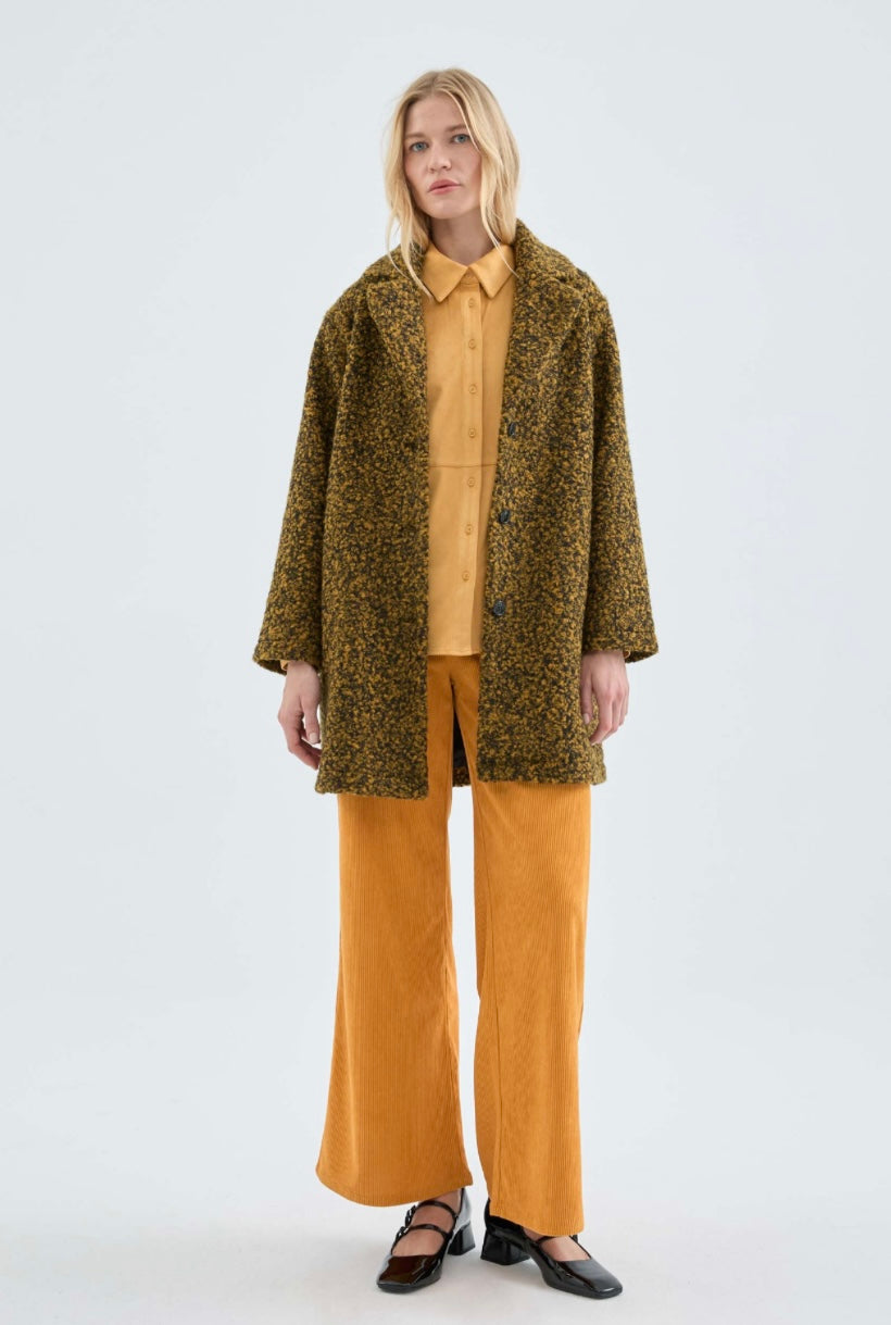 Mustard boucle clearance coat