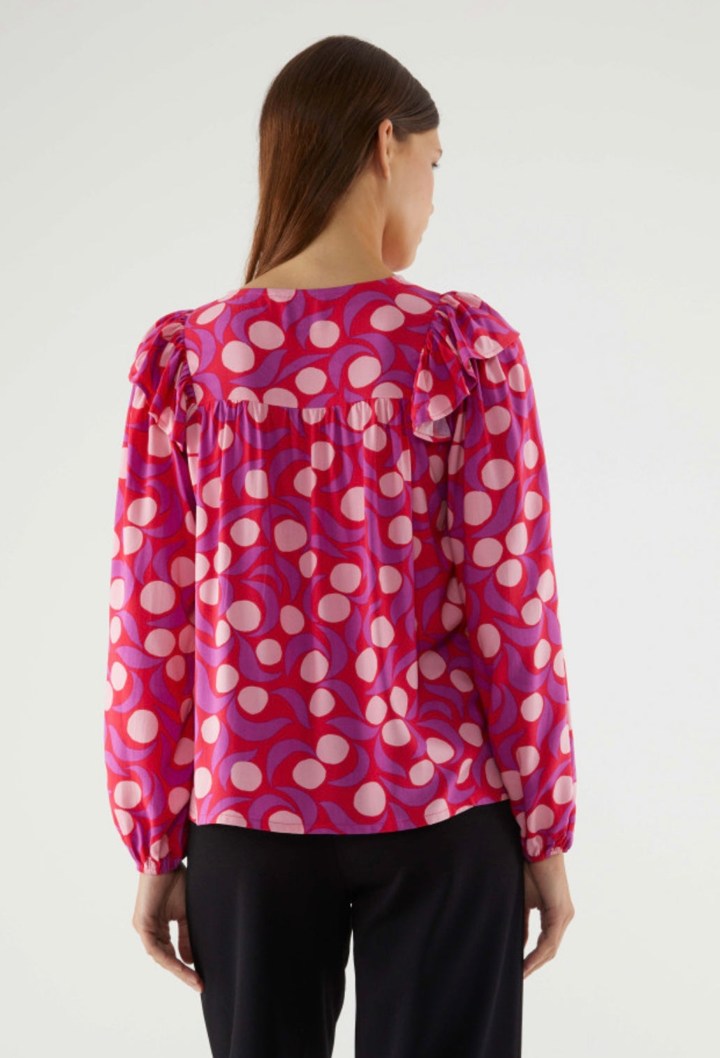 Red & Pink Fantasy Print Blouse