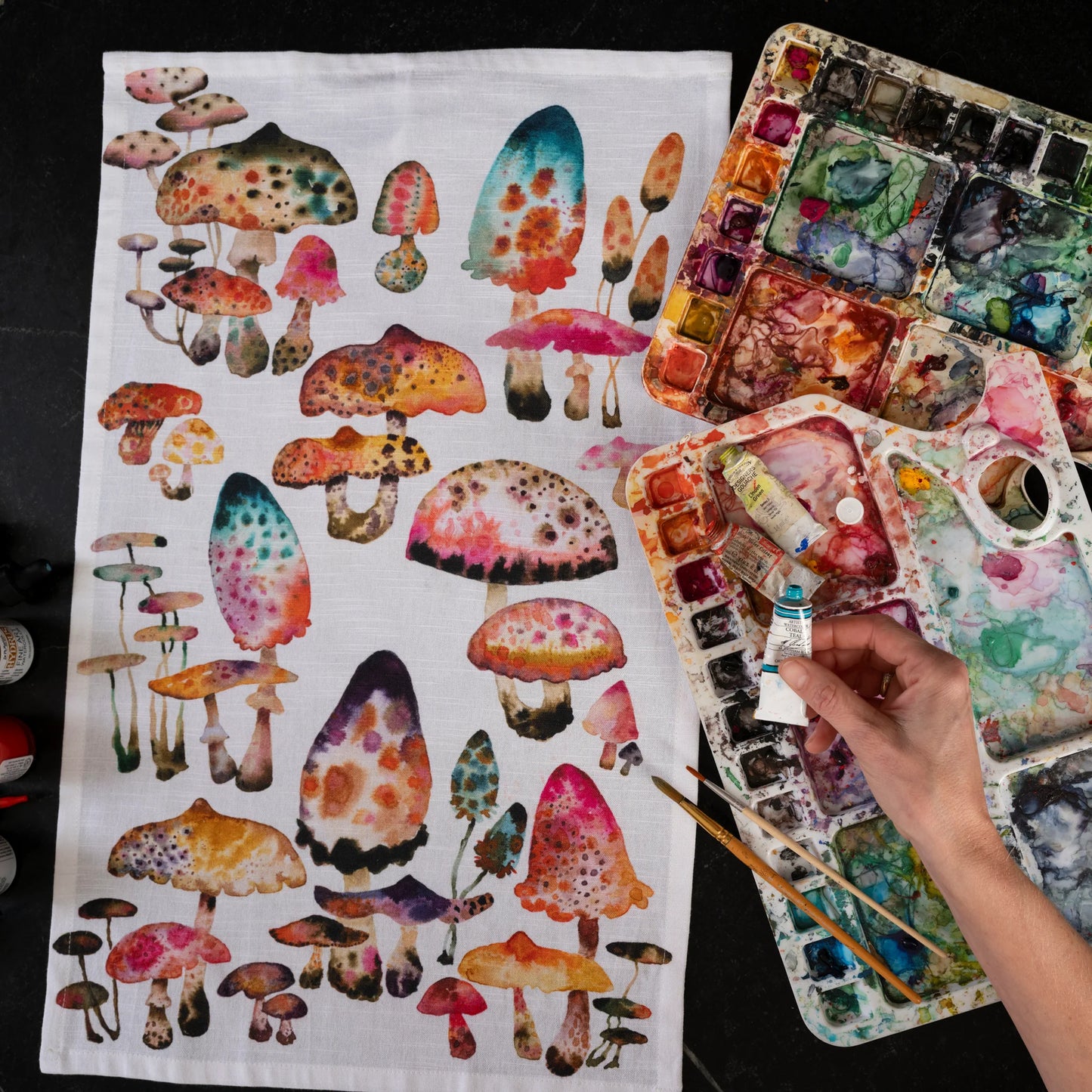 Inky Shrooms Tea Towel by Betsy St. Clair