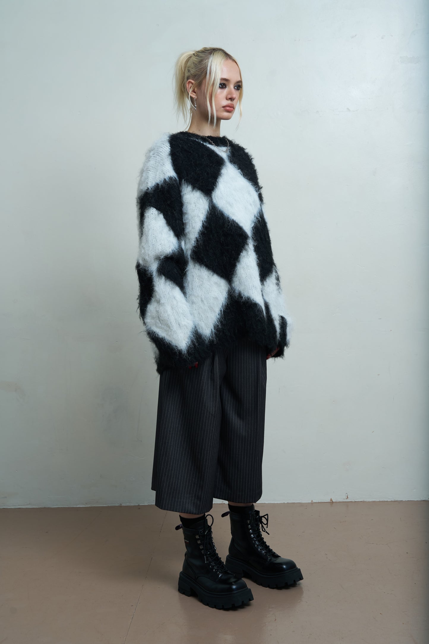 Jasper Fluffy Harlequin Sweater by Ragged Preist