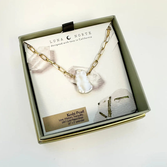 Keishi Pearl Paperclip Chain Necklace